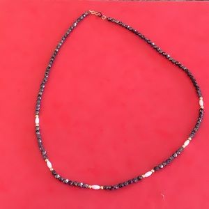 Handmade Sparkling Black & Pearl Stone Necklace